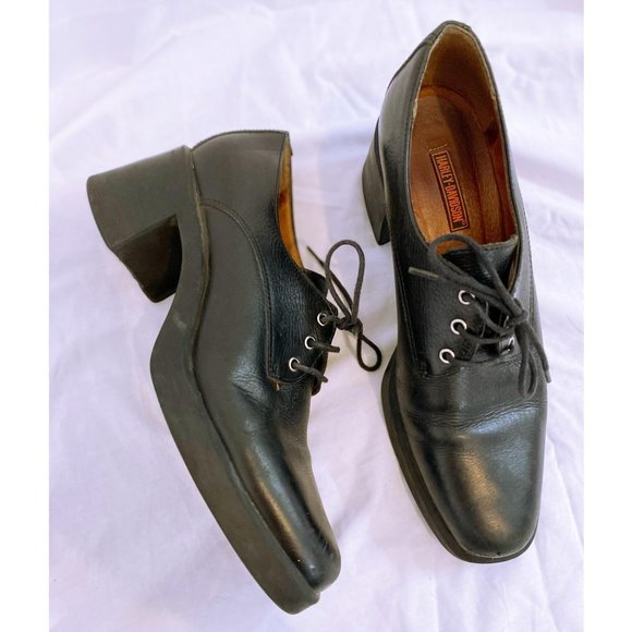 Vintage Y2K Harley Davidson Black Leather Chunky H - Picture 7 of 8